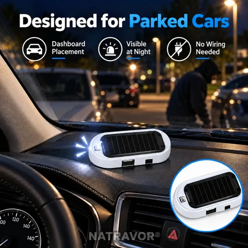 NATRAVOR solar anti-theft LED warning light for parked cars