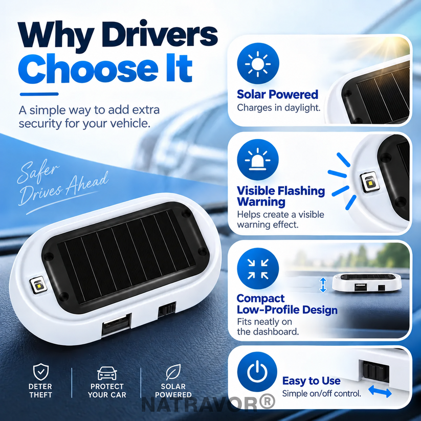 NATRAVOR solar anti-theft LED warning light product details